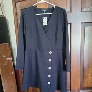 Miss Selfridge Black Long Sleeve Top Buttons